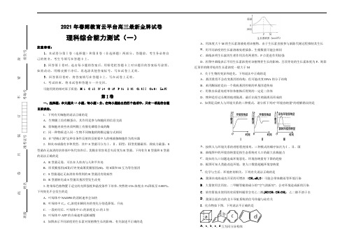 2021年春辉教育云平台高三最新金牌试卷  理科综合能力测试  (一)  学生版