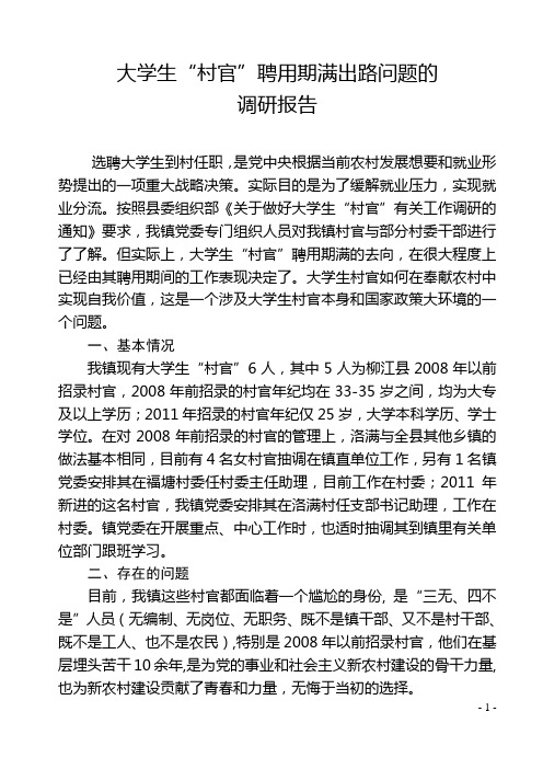 大学生“村官”聘用期满出路调研报告