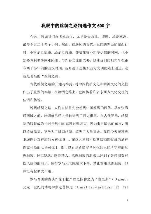 我眼中的丝绸之路精选作文600字