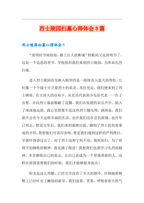烈士陵园扫墓心得体会3篇