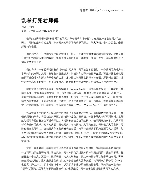 乱拳打死老师傅