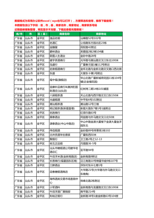 2020新版广东省汕头市金平区烟酒工商企业公司商家名录名单黄页联系电话号码地址大全417家
