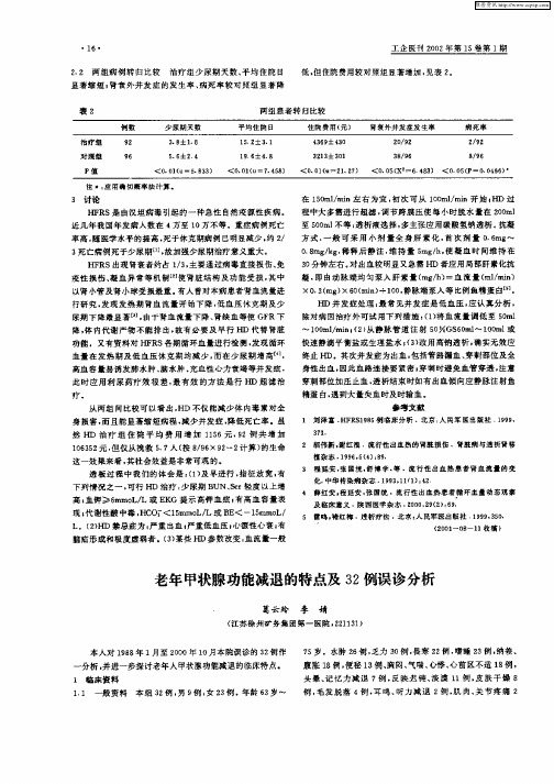 老年甲状腺功能减退的特点及32例误诊分析
