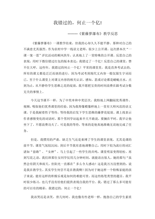 紫藤萝瀑布教学反思