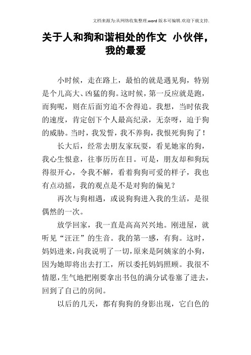 关于人和狗和谐相处的作文小伙伴,我的最爱
