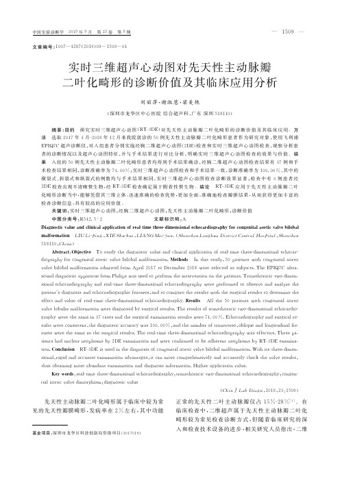 实时三维超声心动图对先天性主动脉瓣二叶化畸形的诊断价值及其临