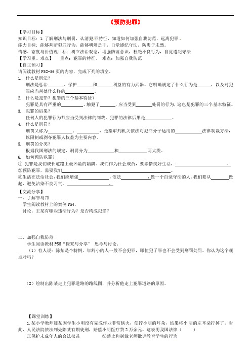 广东省河源市八年级道德与法治上册 第二单元 遵守社会规则 第五课 做守法的公民 第2框 预防犯罪(培