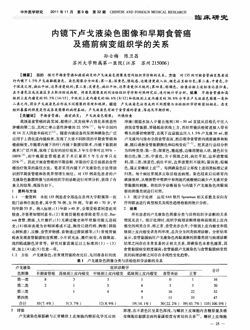 内镜下卢戈液染色图像和早期食管癌及癌前病变组织学的关系