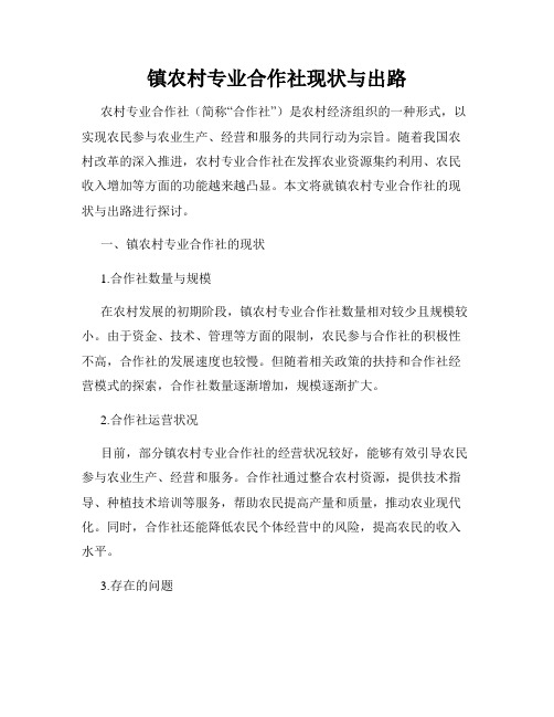 镇农村专业合作社现状与出路