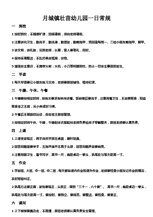 月城镇壮苗幼儿园一日常规
