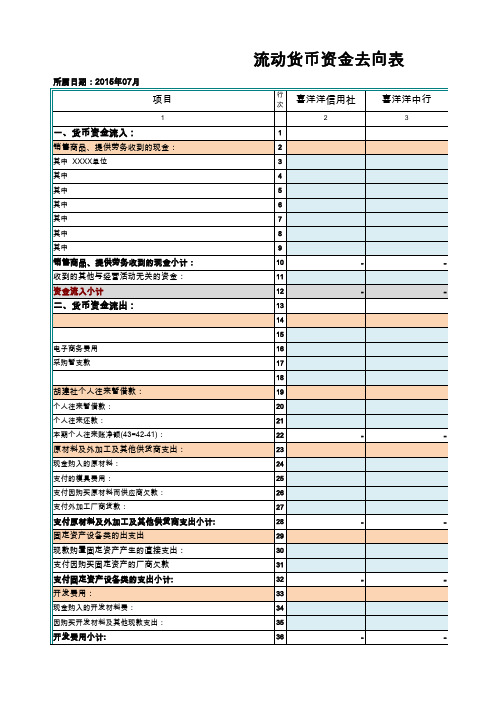 流动资金去向表