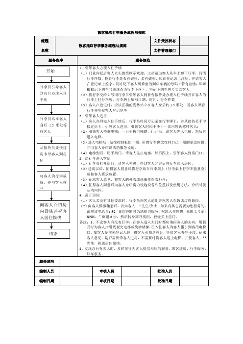 散客抵店行李服务流程与规范