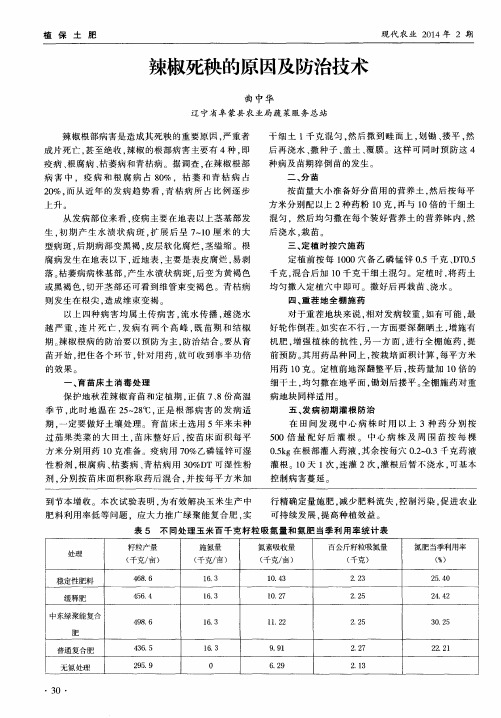 辣椒死秧的原因及防治技术
