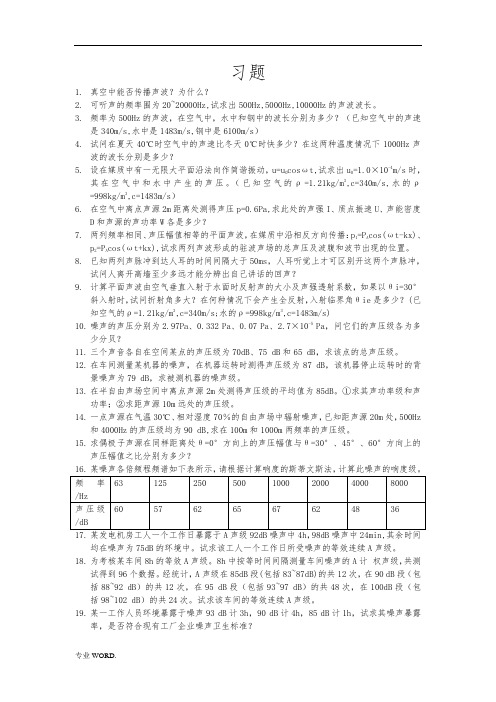 噪声控制习题库完整