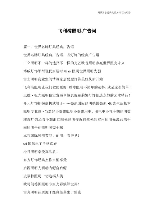 飞利浦照明,广告词