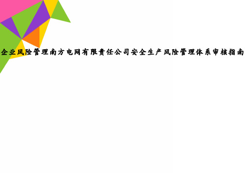企业风险管理南方电网有限责任公司安全生产风险管理体系审核指南