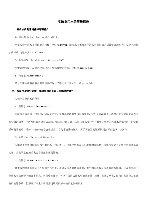 实验室用水标准