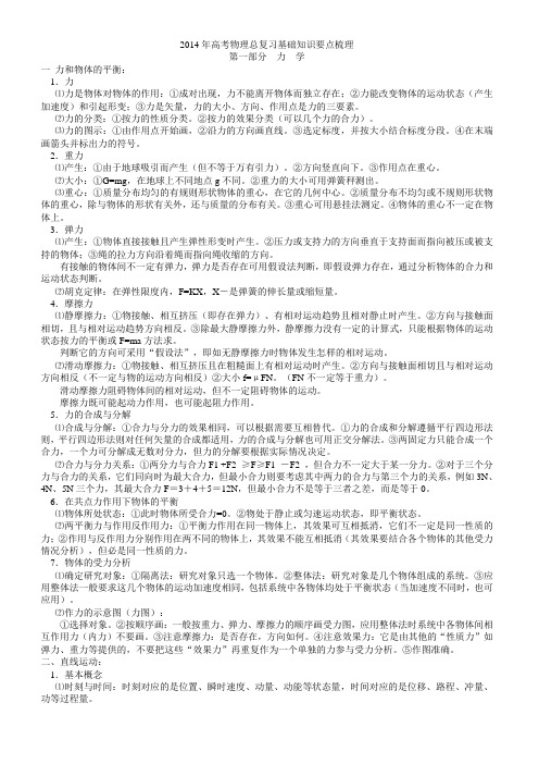 2014年高考物理总复习基础知识要点梳理(江苏)范文