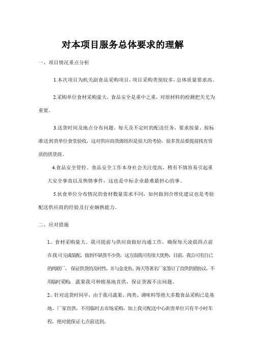 对项目服务总体要求的理解