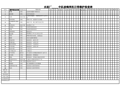 波峰焊日常维护检查表