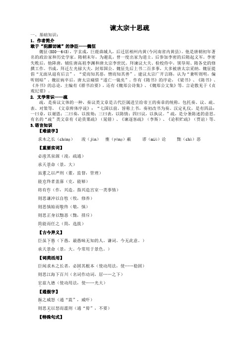 语文必修3苏教版第四专题第二课《谏太宗十思疏》教案1