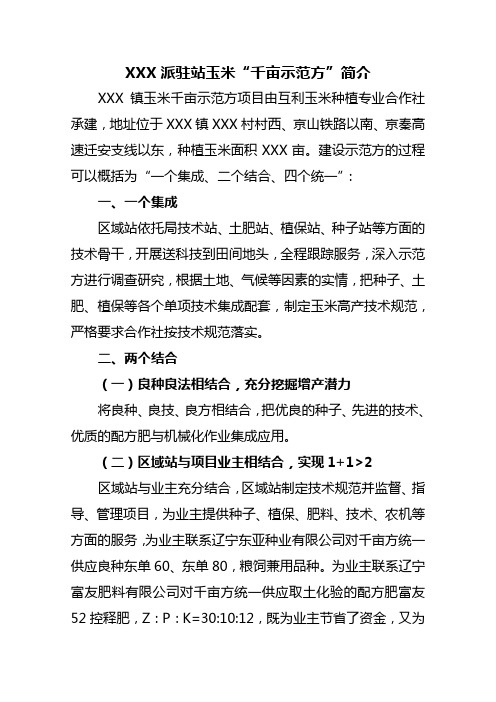 xxx镇玉米“千亩示范方”简介(2)