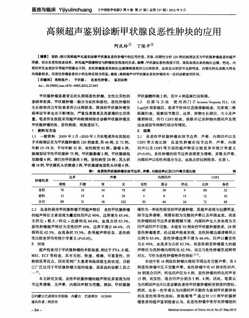 高频超声鉴别诊断甲状腺良恶性肿块的应用