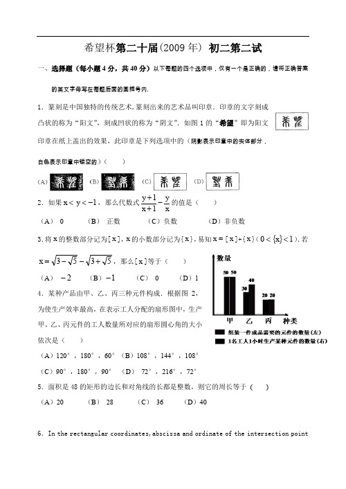 希望杯第20届(09年)初二第二试试卷
