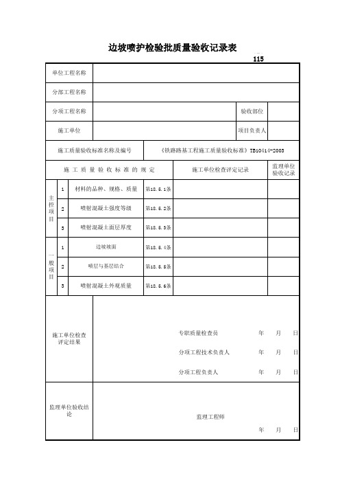 02011505边坡喷护检验批质量验收记录表
