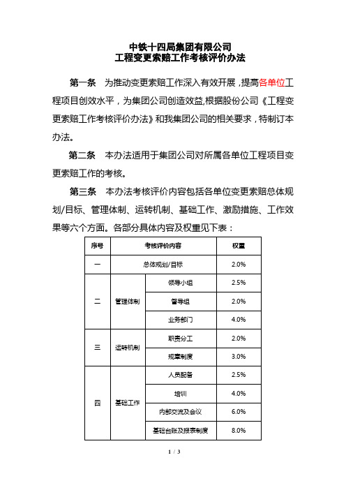 变更索赔考核办法