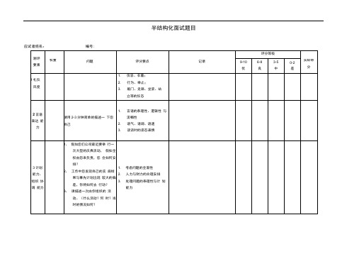 基础篇--半结构化面试题及评价表