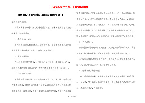 如何清洗衣物怪味？清洗衣服的小窍门