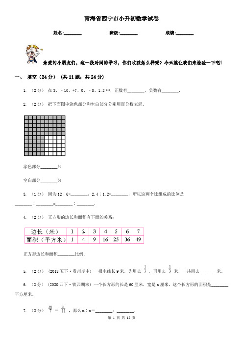 青海省西宁市小升初 数学试卷