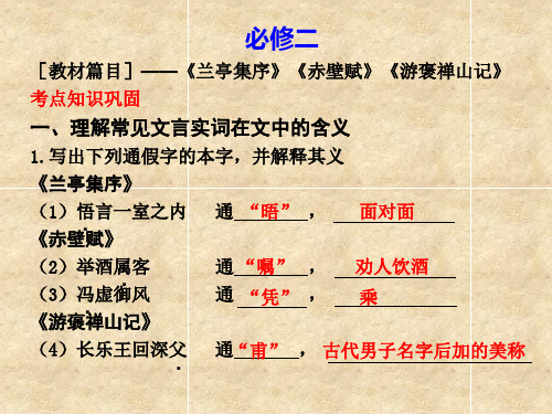 高中语文必修二第三单元(兰亭集序等)复习提纲ppt