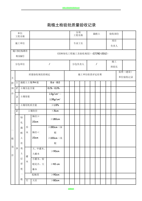 《园林绿化工程施工及验收规范》(CJJ82-2012配套)表格