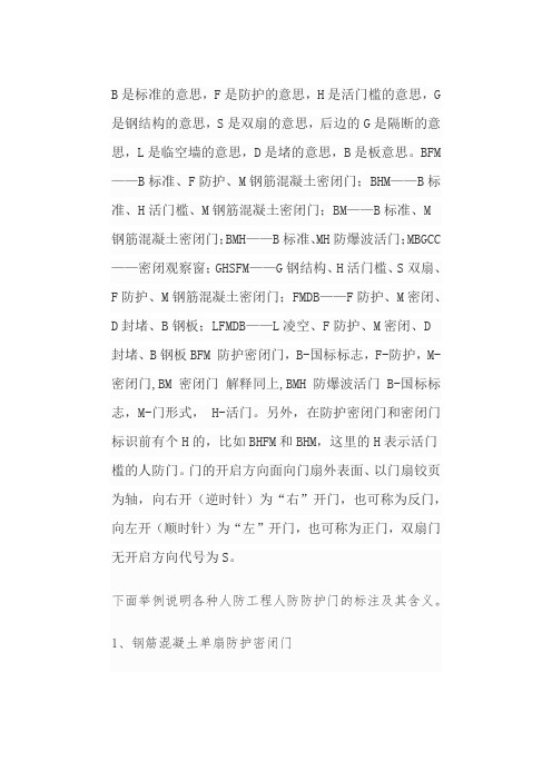 人防门字母含义