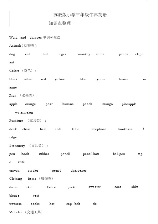 (完整word版)苏教版小学三年级牛津英语知识点整理(良心出品必属精品).doc