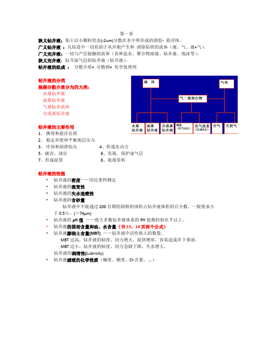 钻井完井液复习资料