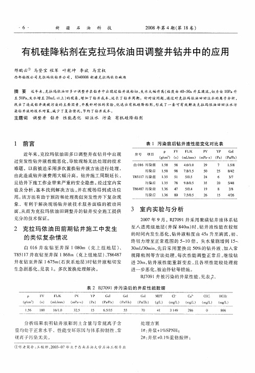 有机硅降粘剂在克拉玛依油田调整井钻井中的应用