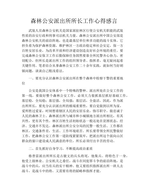 森林公安派出所所长工作心得感言