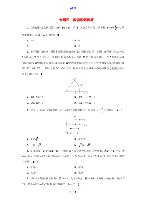 安徽省中考数学决胜二轮复习 专题四 阅读理解问题习题-人教版初中九年级全册数学试题