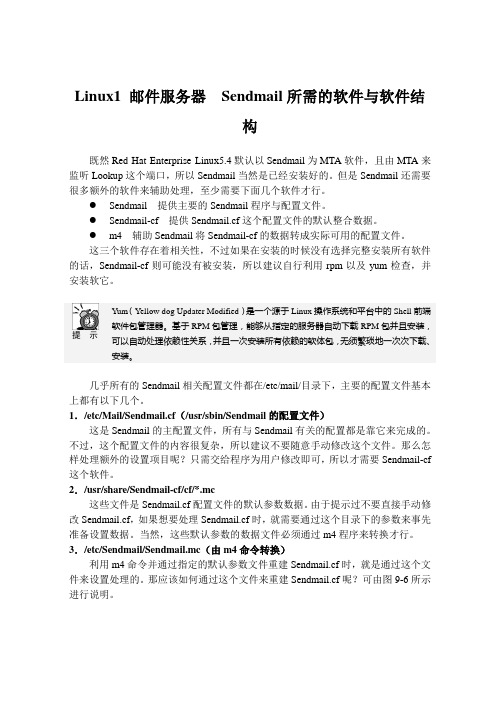 Linux1 邮件服务器  Sendmail所需的软件与软件结构