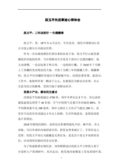 段玉平先进事迹心得体会