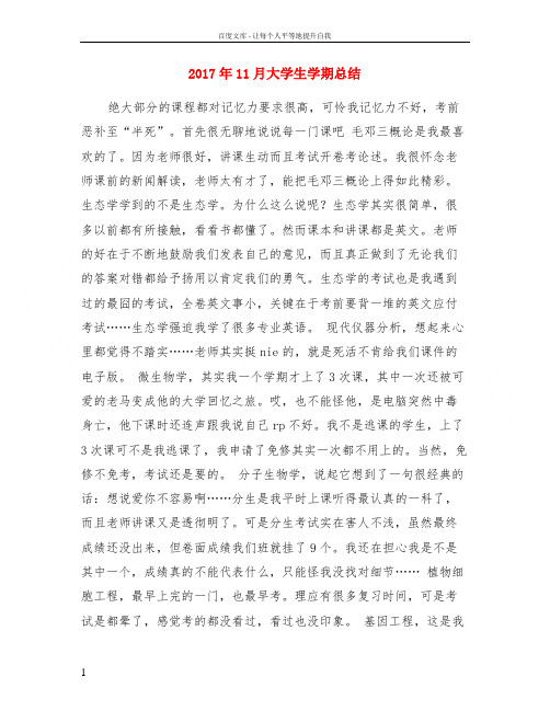 2017年11月大学生学期总结