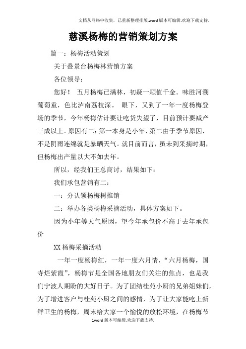 慈溪杨梅的营销策划方案
