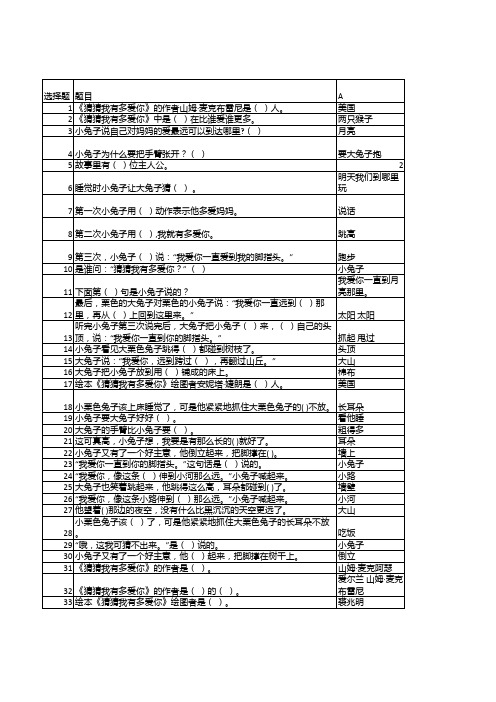 2年级_猜猜我有多爱你_题库