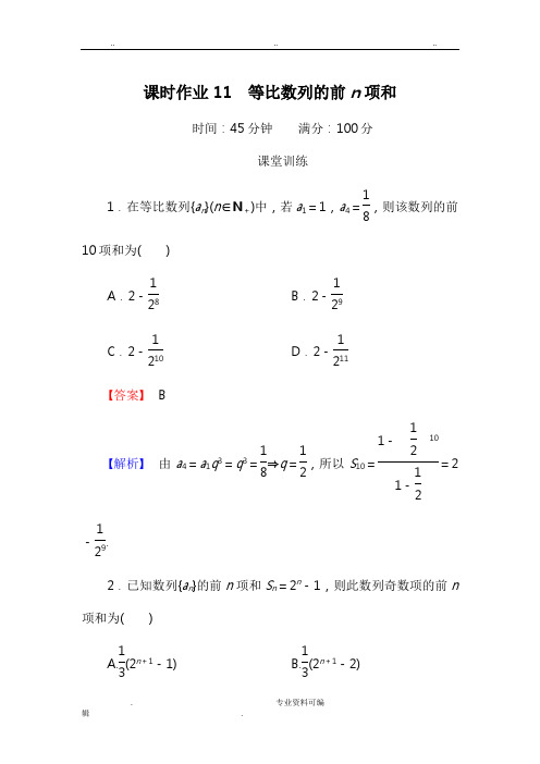 等比数列的前n项和练习 含答案
