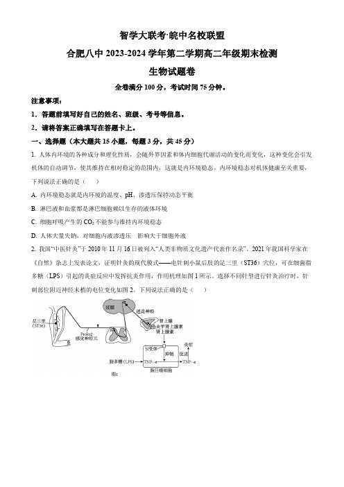 安徽省皖中名校联盟+2023—2024学年高二下学期期末考试生物试题