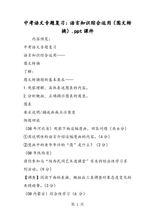 中考语文专题复习：语言知识综合运用(图文转换).ppt课件-word文档