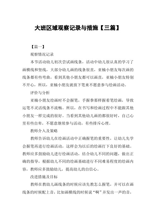 大班区域观察记录与措施【三篇】
